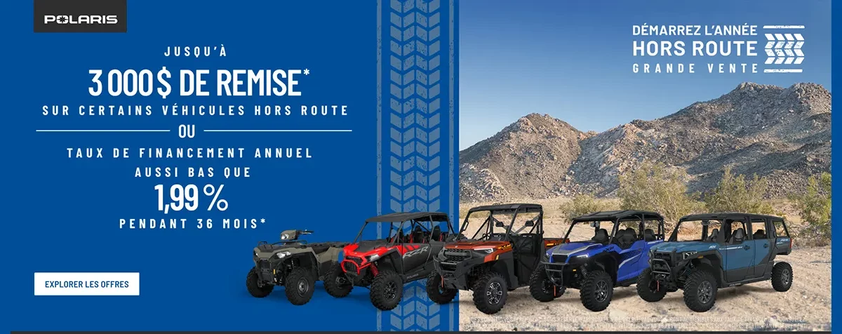 Démarrez l’année hors-route – Grande vente – ORV